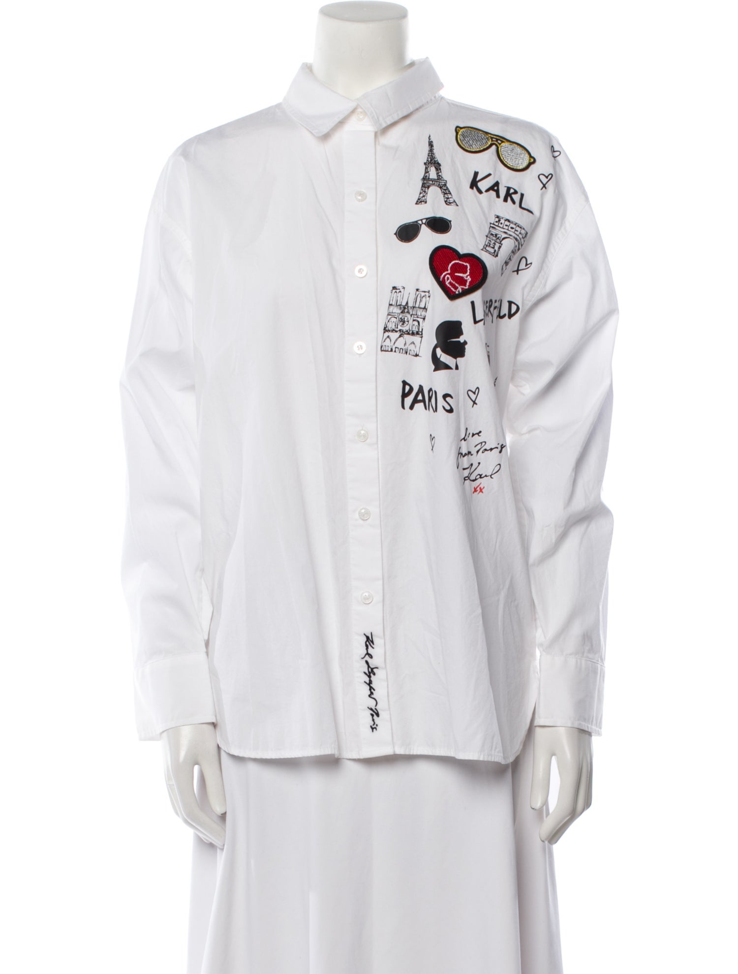 Karl Lagerfeld Long Sleeve Button-Up Top