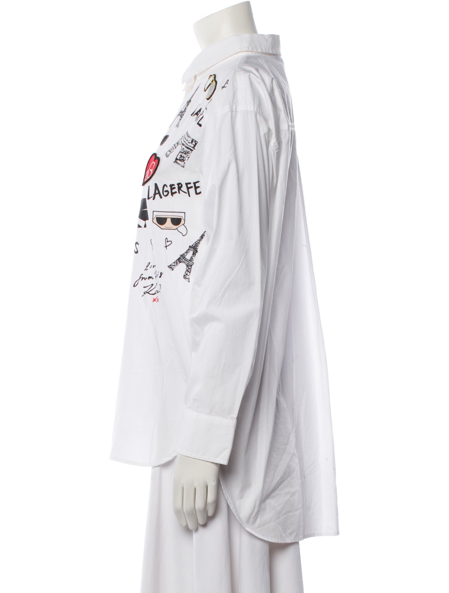 Karl Lagerfeld Long Sleeve Button-Up Top