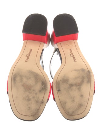 Karl Lagerfeld Leather Colorblock Pattern Sandals