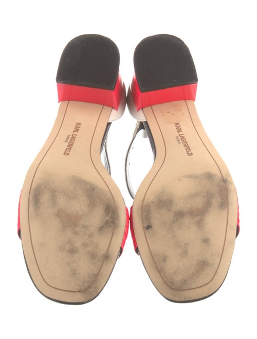 Karl Lagerfeld Leather Colorblock Pattern Sandals