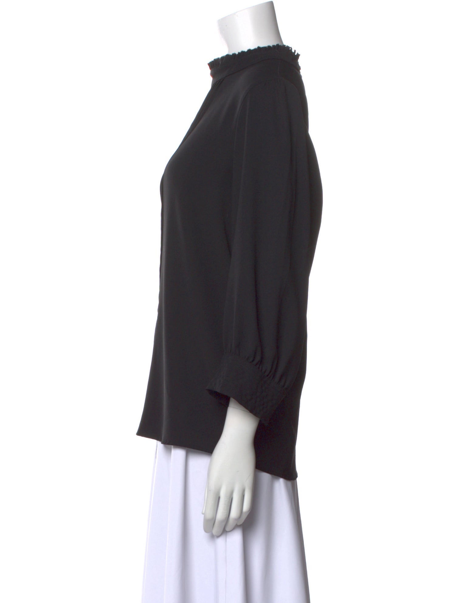 Karl Lagerfeld Mock Neck Three-Quarter Sleeve Blouse