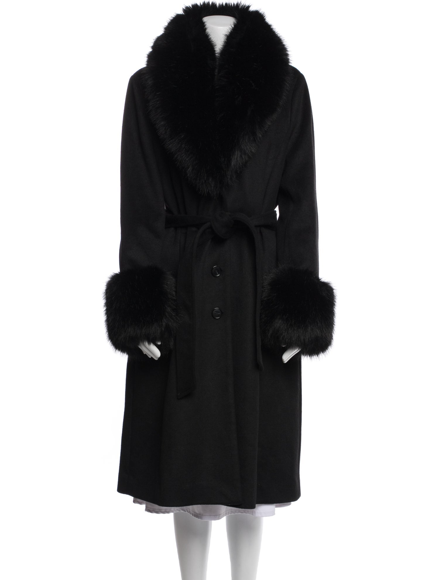 Karl Lagerfeld Wool Faux Fur Coat