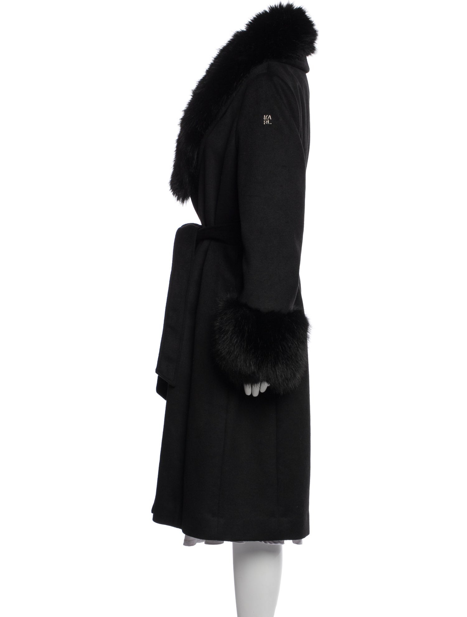 Karl Lagerfeld Wool Faux Fur Coat