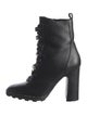 Karl Lagerfeld Leather Crystal Embellishments Lace-Up Boots