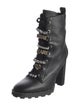 Karl Lagerfeld Leather Crystal Embellishments Lace-Up Boots