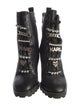Karl Lagerfeld Leather Crystal Embellishments Lace-Up Boots