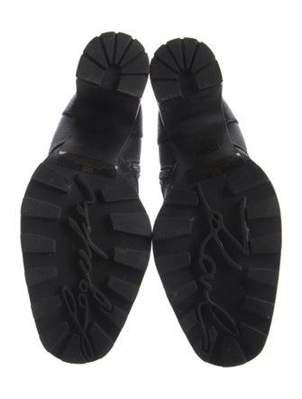 Karl Lagerfeld Leather Crystal Embellishments Lace-Up Boots