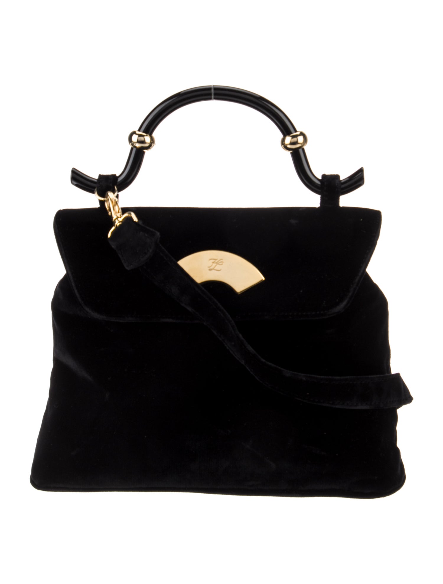 Karl Lagerfeld Velvet Top Handle Bag