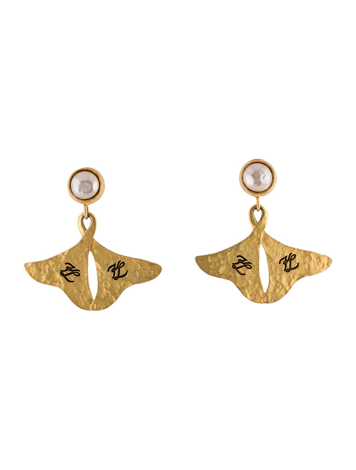 Karl Lagerfeld Faux Pearl Clip On Drop Earrings