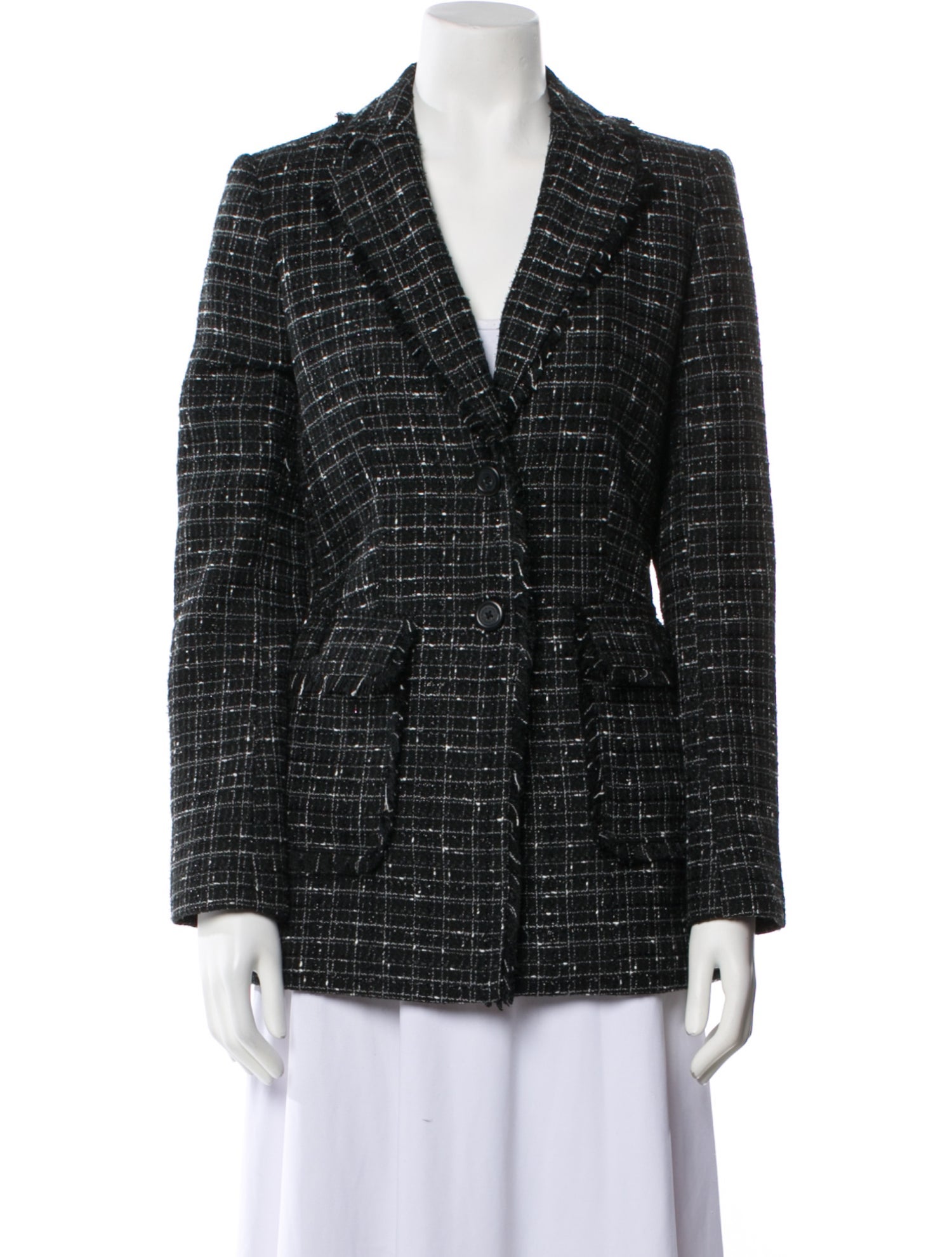 Karl Lagerfeld Tweed Tweed Pattern Blazer