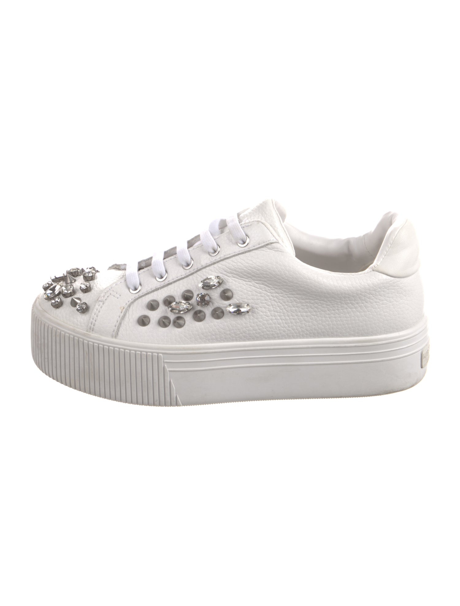 Karl Lagerfeld Leather Crystal Embellishments Sneakers