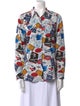 Karl Lagerfeld Printed Long Sleeve Button-Up Top