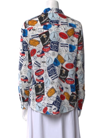 Karl Lagerfeld Printed Long Sleeve Button-Up Top
