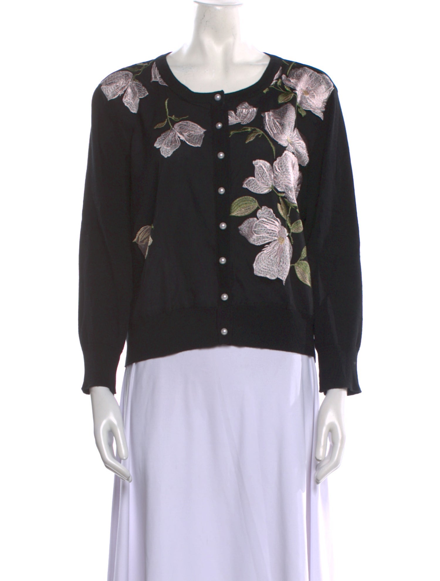Karl Lagerfeld Floral Print Scoop Neck Sweater