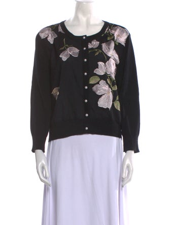 Karl Lagerfeld Floral Print Scoop Neck Sweater