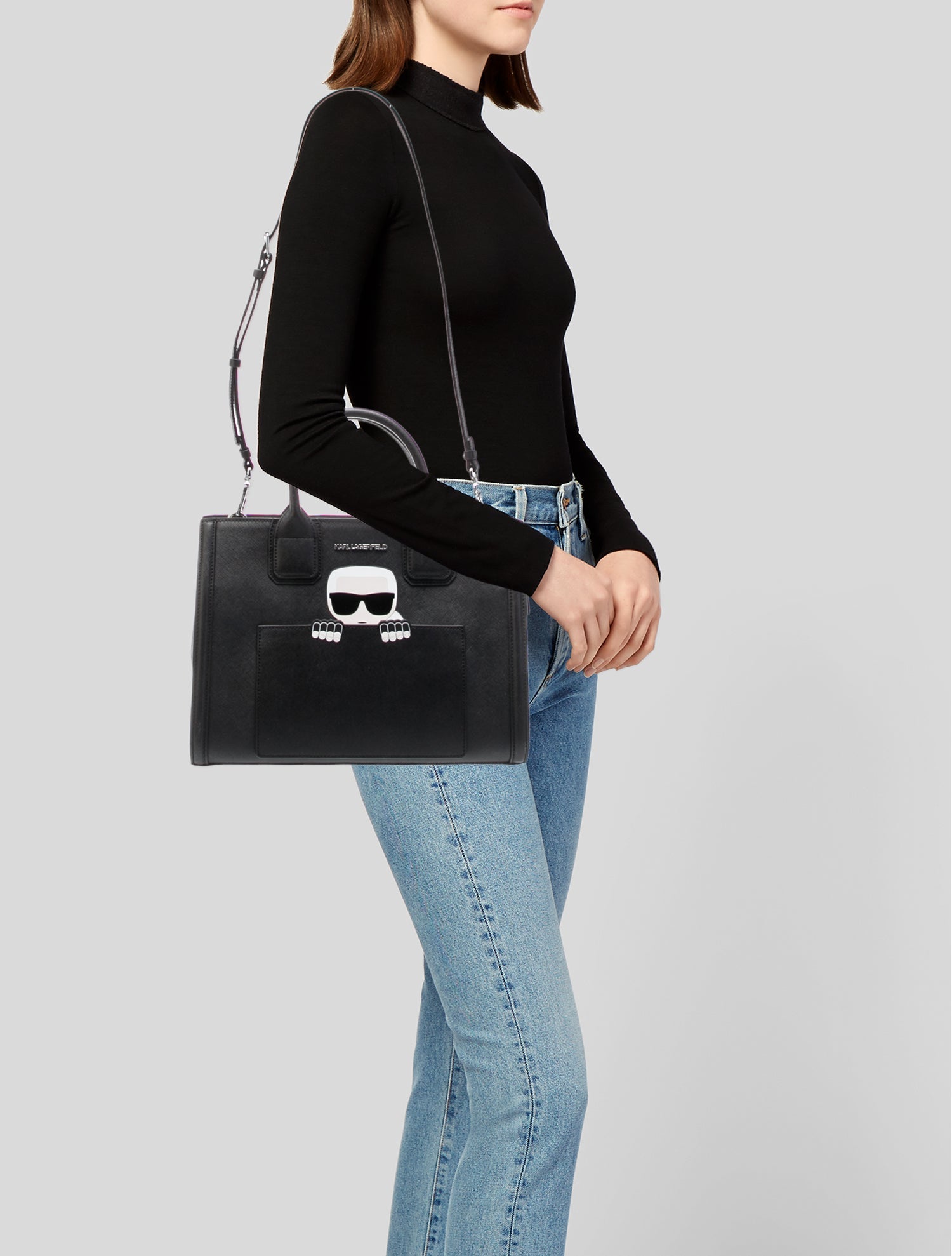 Karl Lagerfeld Saffiano Leather Top Handle Bag