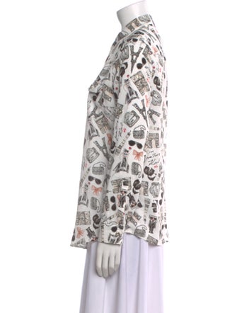 Karl Lagerfeld Printed Long Sleeve Button-Up Top