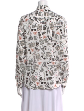 Karl Lagerfeld Printed Long Sleeve Button-Up Top