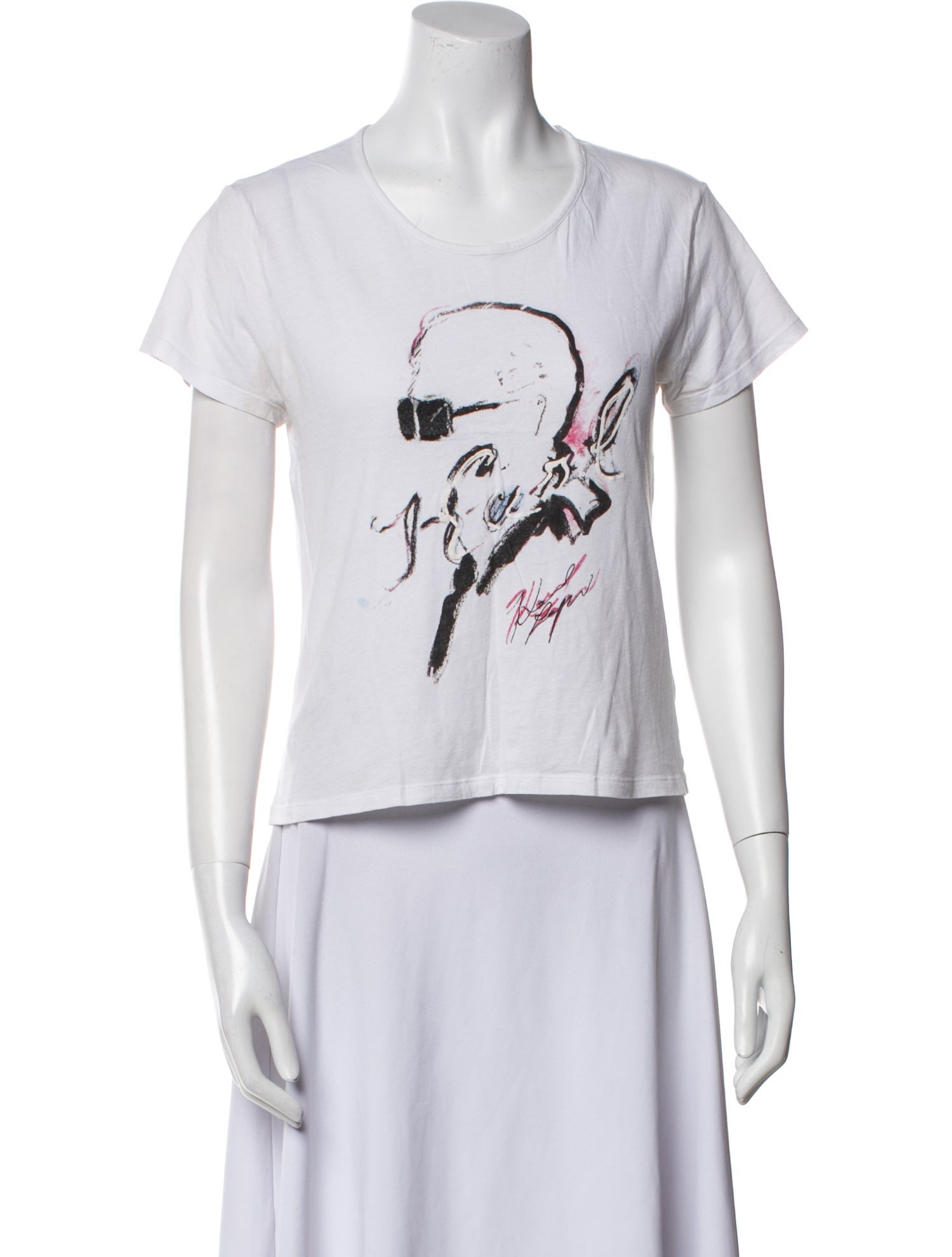 Karl Lagerfeld Graphic Print Scoop Neck T-Shirt
