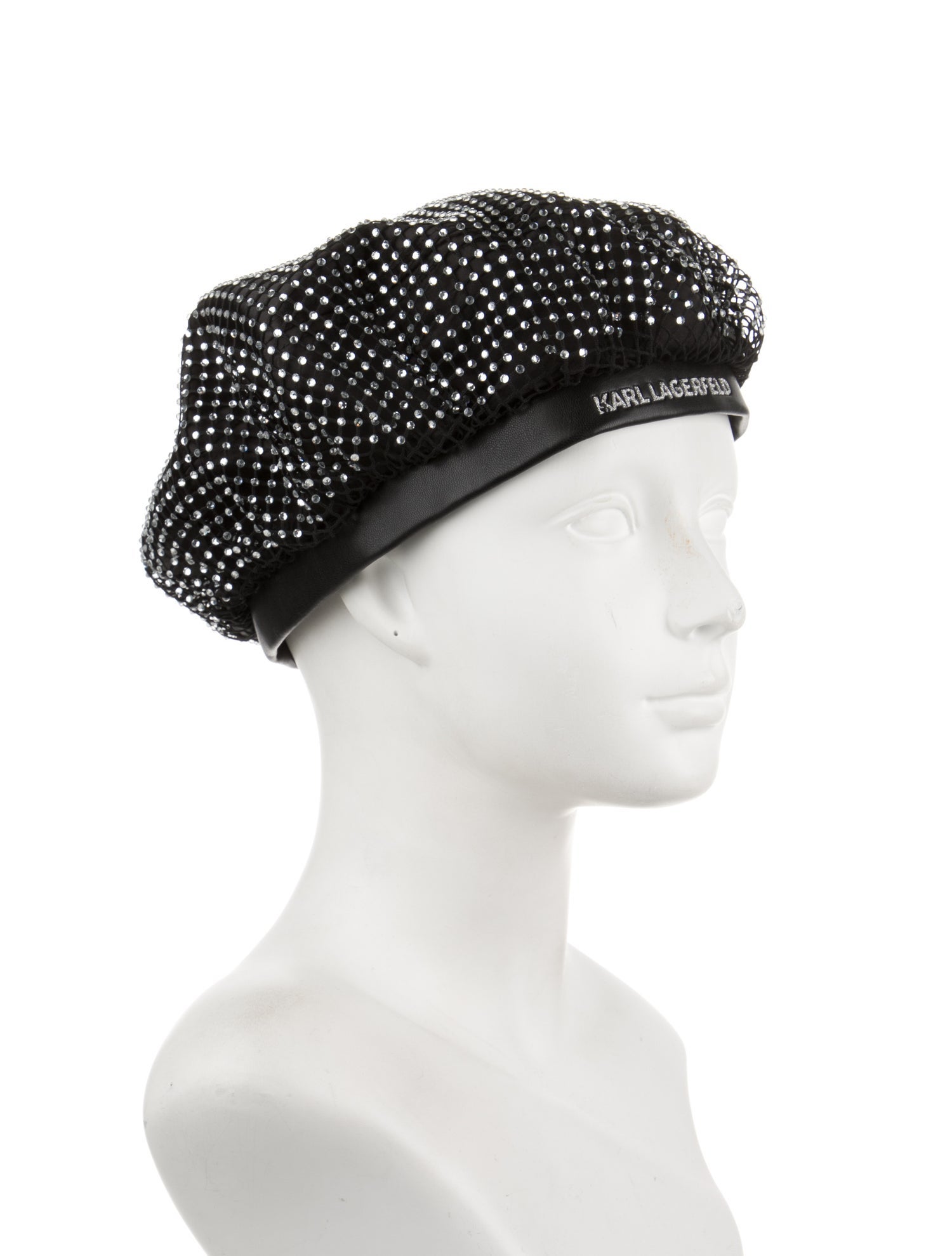 Karl Lagerfeld Crystal Embellished Beret Hat
