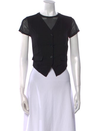 Karl Lagerfeld Crew Neck Short Sleeve Crop Top