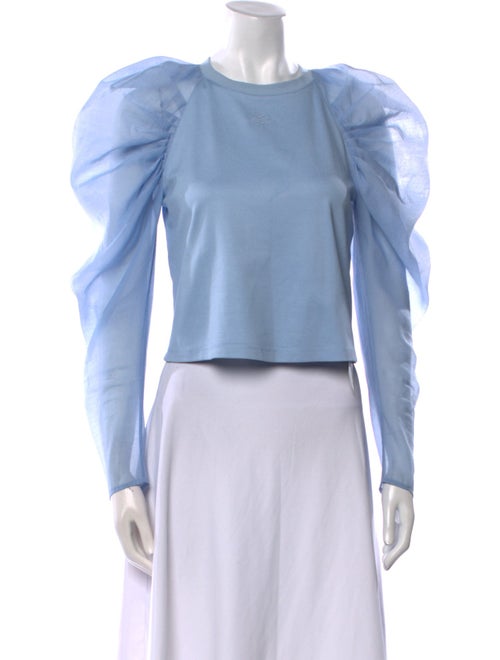 Karl Lagerfeld Scoop Neck Long Sleeve Crop Top