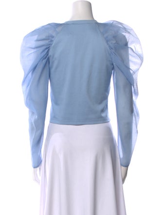 Karl Lagerfeld Scoop Neck Long Sleeve Crop Top