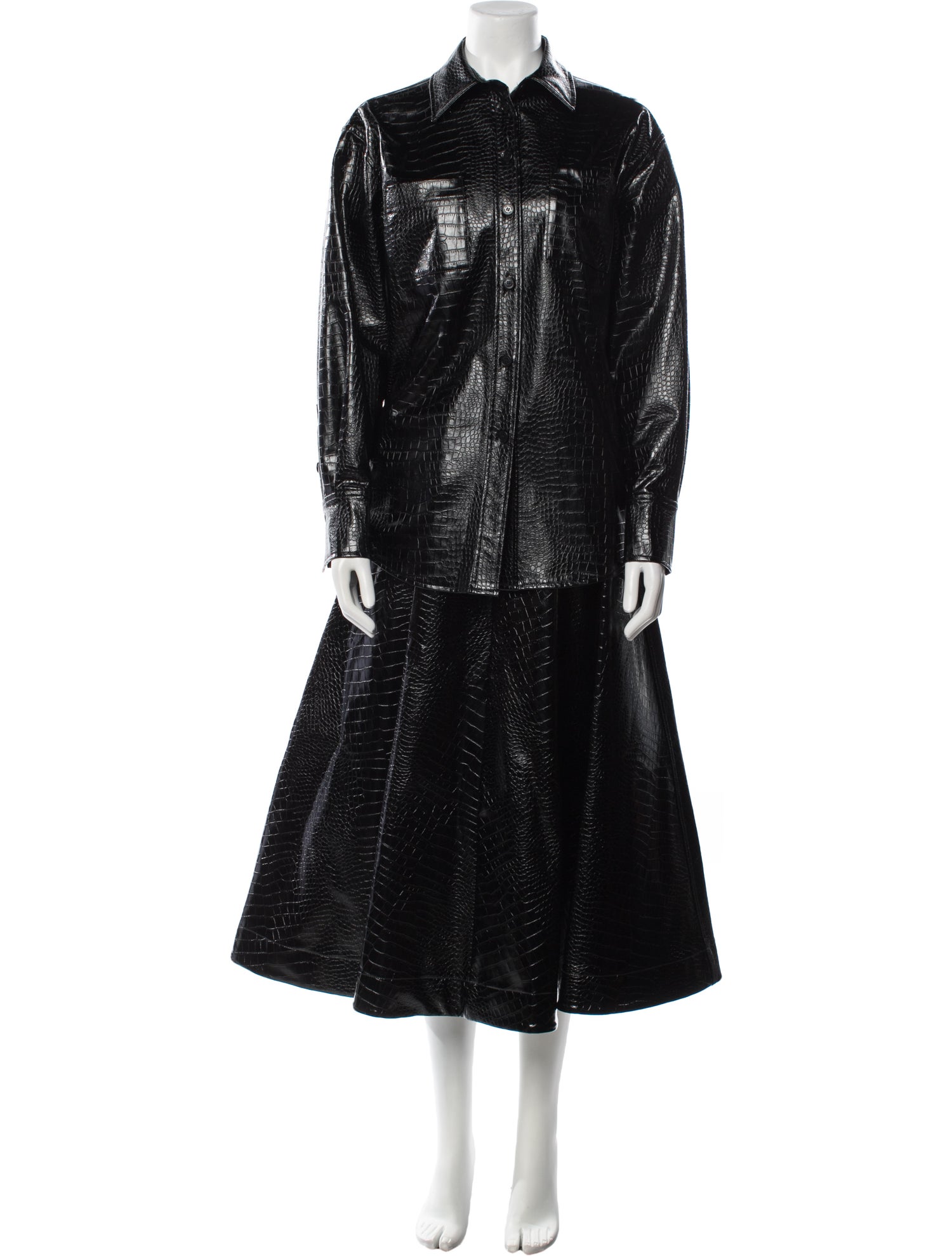 Karl Lagerfeld Embossed Leather Skirt Set