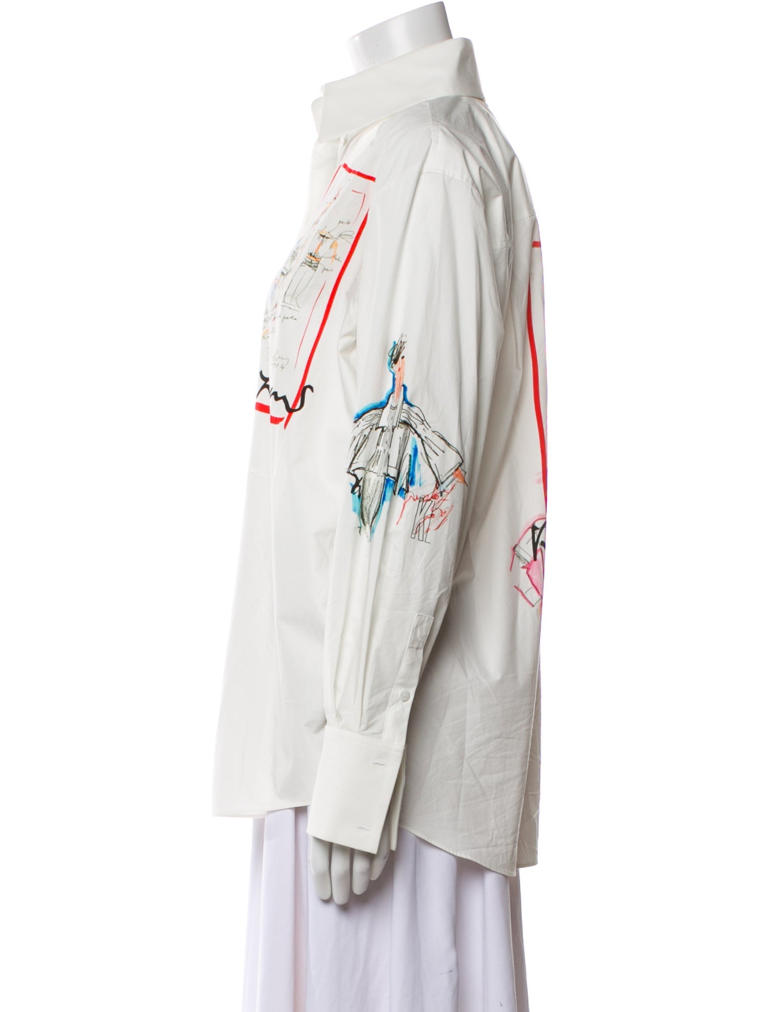 Karl Lagerfeld Graphic Print Long Sleeve Button-Up Top