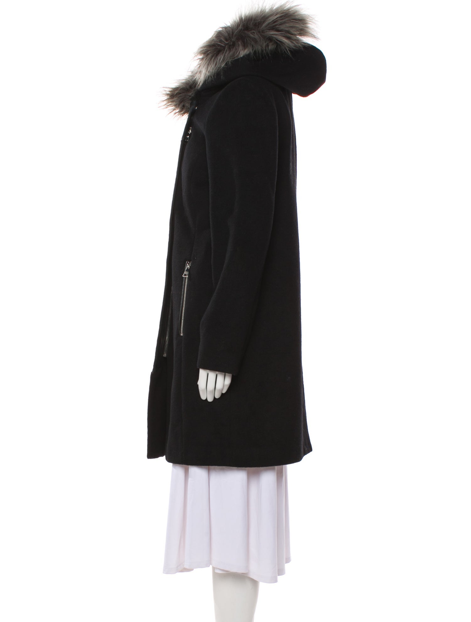 Karl Lagerfeld Wool Faux Fur Coat