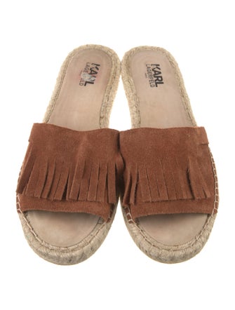 Karl Lagerfeld Suede Leather Trim Embellishment Espadrilles