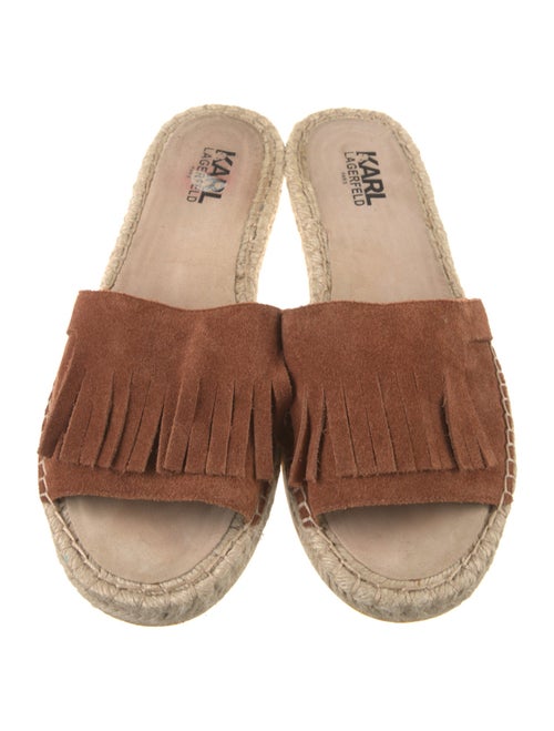 Karl Lagerfeld Suede Leather Trim Embellishment Espadrilles
