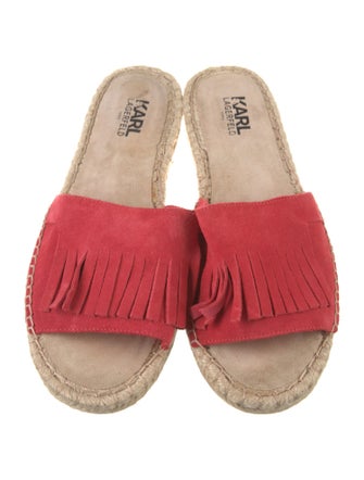 Karl Lagerfeld Suede Leather Trim Embellishment Espadrilles