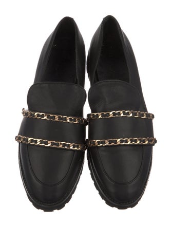 Karl Lagerfeld Leather Chain-Link Accents Loafers