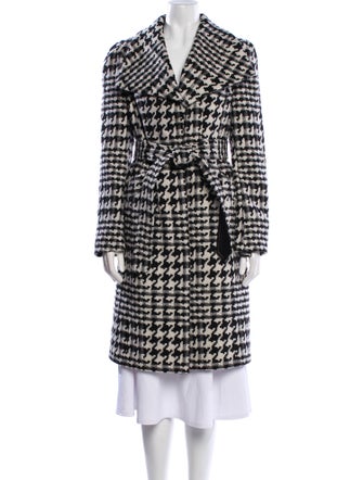 Karl Lagerfeld Wool Houndstooth Print Coat