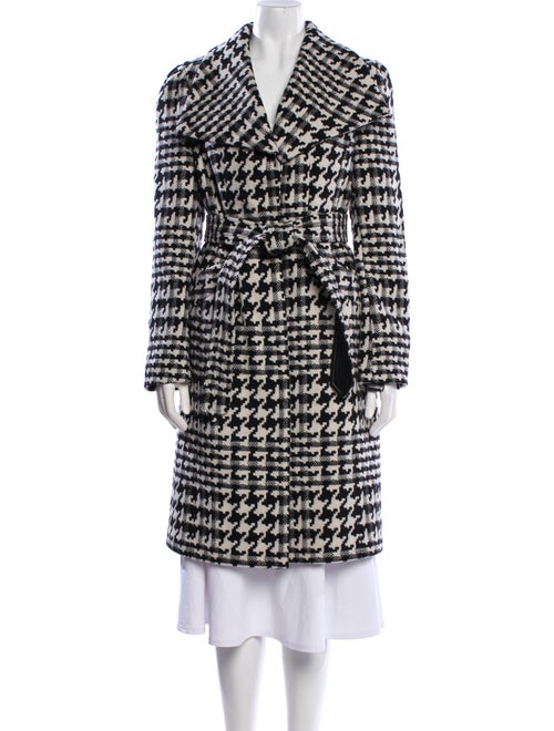 Karl Lagerfeld Wool Houndstooth Print Coat