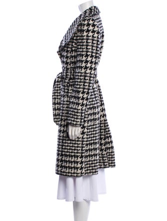 Karl Lagerfeld Wool Houndstooth Print Coat