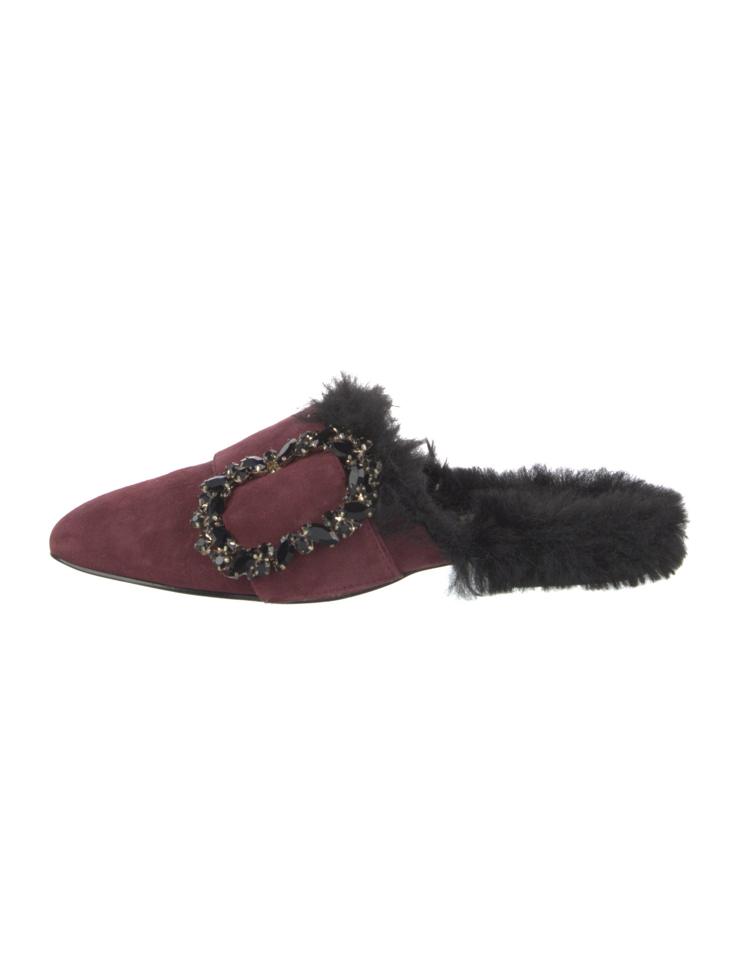 Karl Lagerfeld Suede Crystal Embellishments Mules