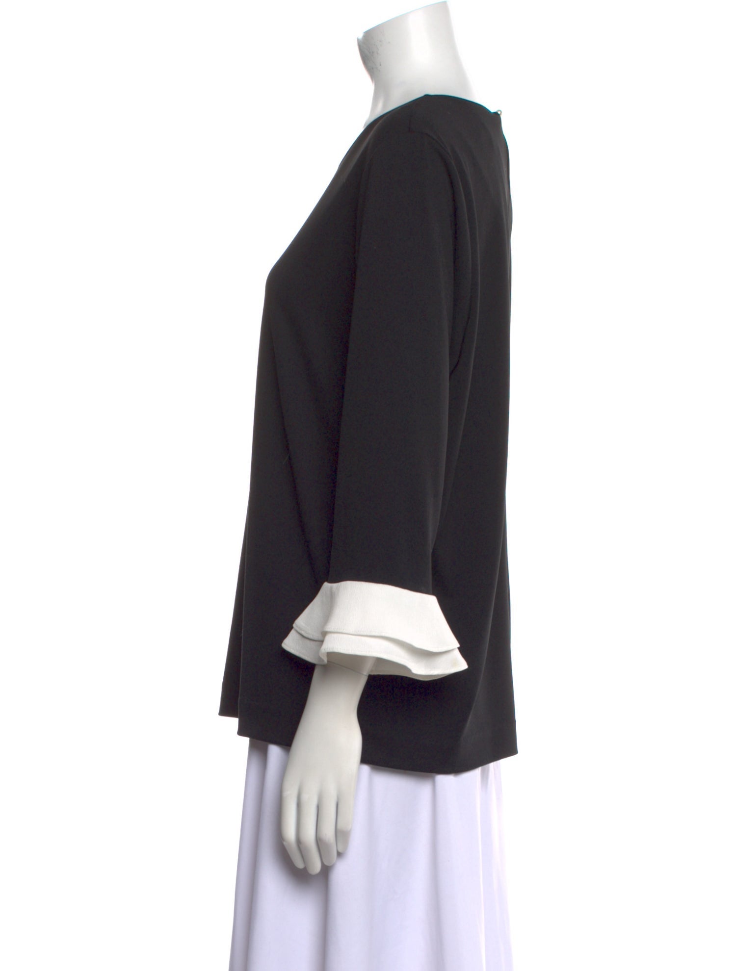 Karl Lagerfeld Scoop Neck Three-Quarter Sleeve Top