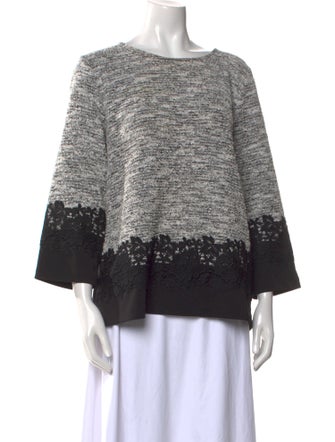 Karl Lagerfeld Colorblock Pattern Scoop Neck Sweater