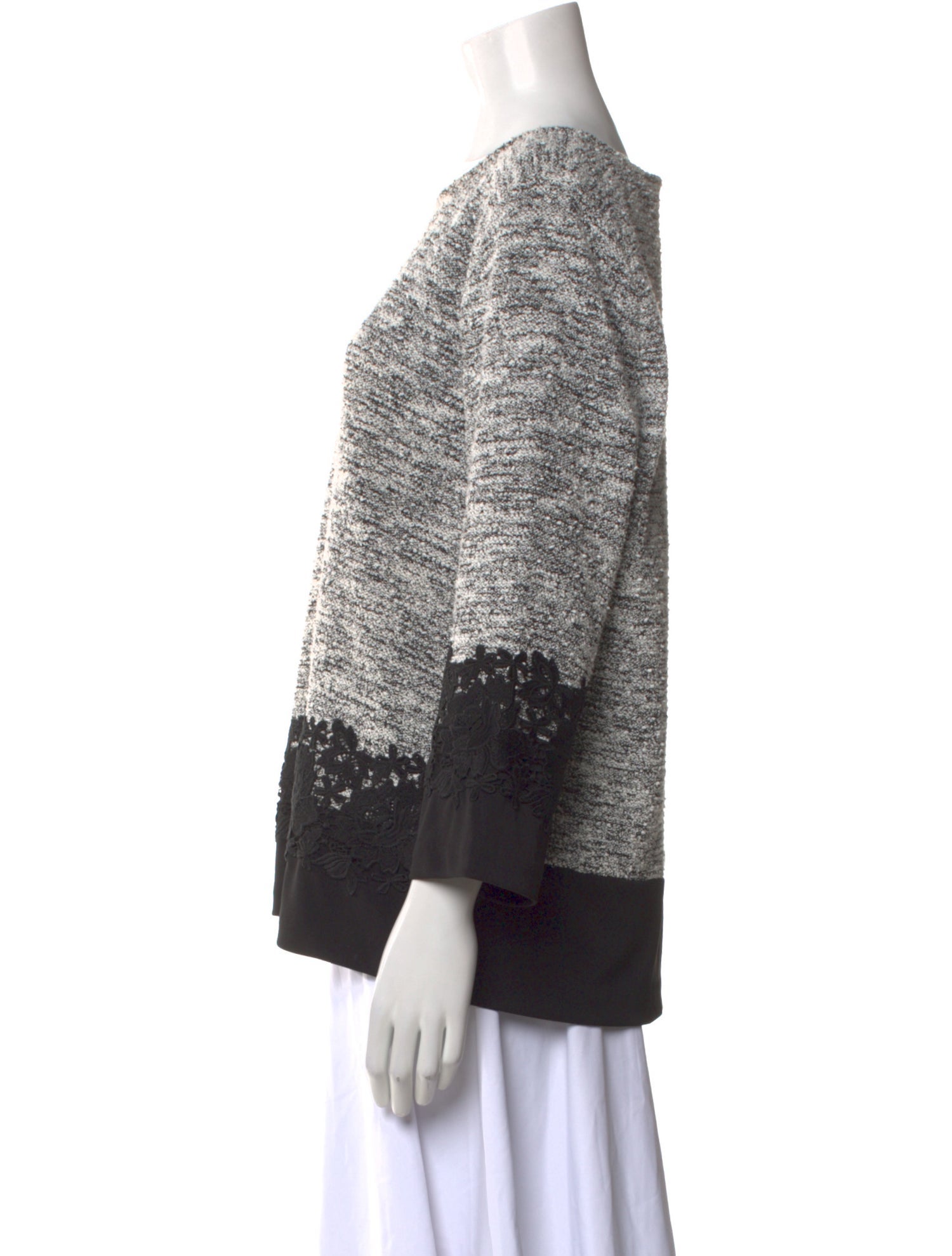 Karl Lagerfeld Colorblock Pattern Scoop Neck Sweater