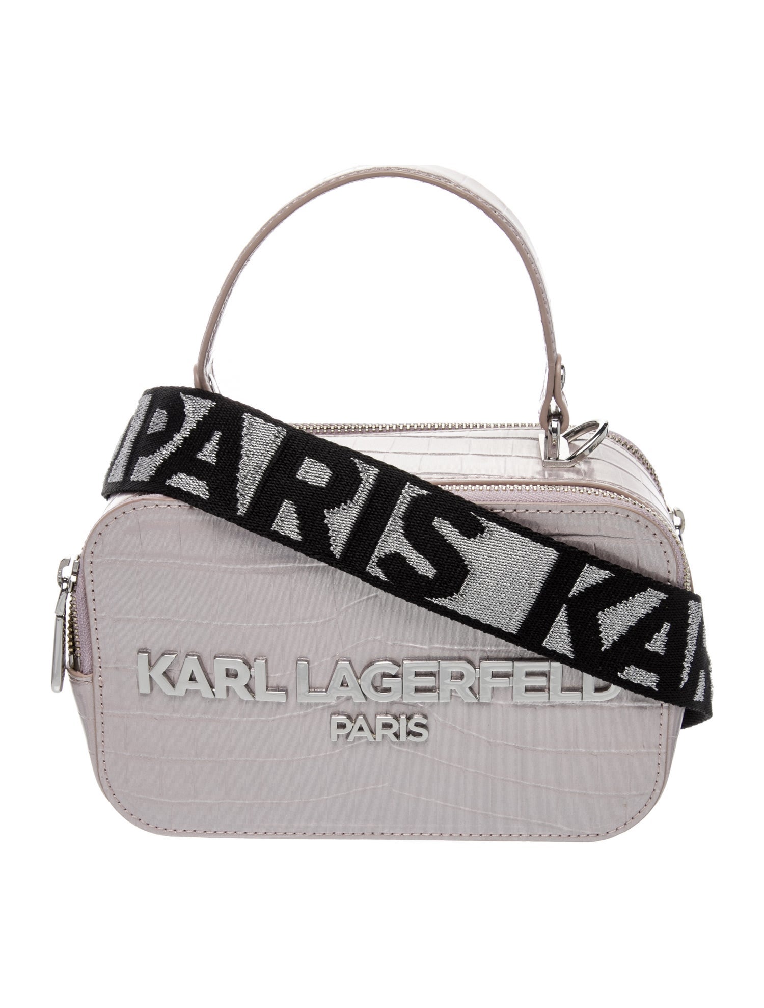 Karl Lagerfeld Embossed Leather Top Handle Bag