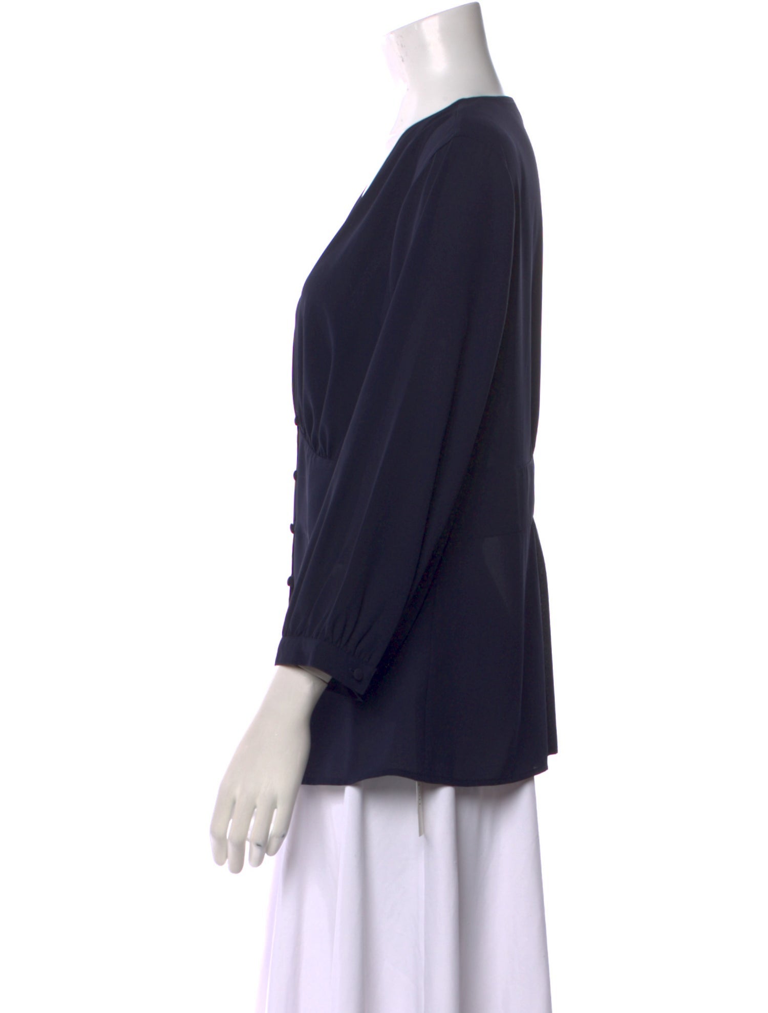 Karl Lagerfeld V-Neck Three-Quarter Sleeve Blouse