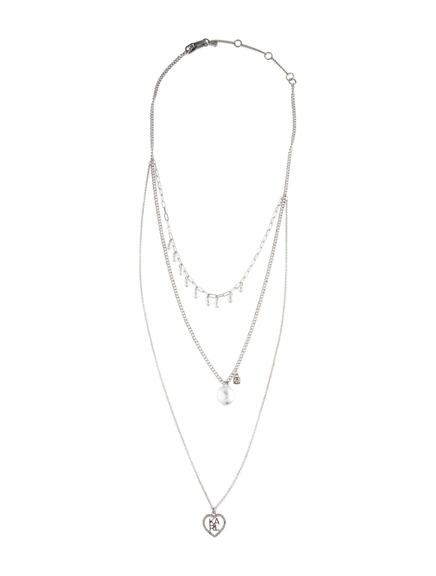 Karl Lagerfeld Faux Pearl & Crystal Layered Pendant Necklace