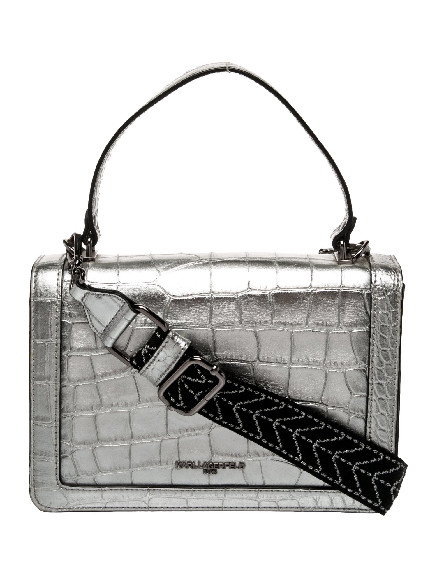 Karl Lagerfeld Embossed Leather Top Handle Bag