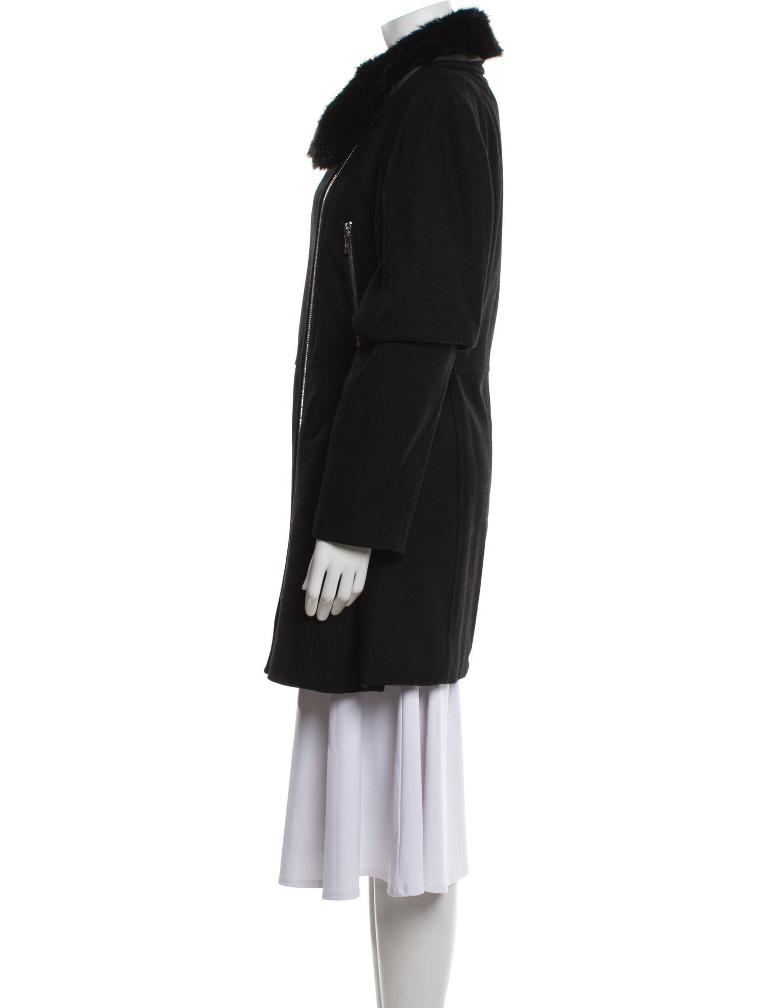 Karl Lagerfeld Wool Faux Fur Coat