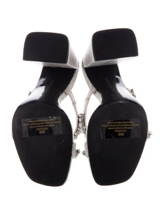 Karl Lagerfeld Leather Animal Print Slides