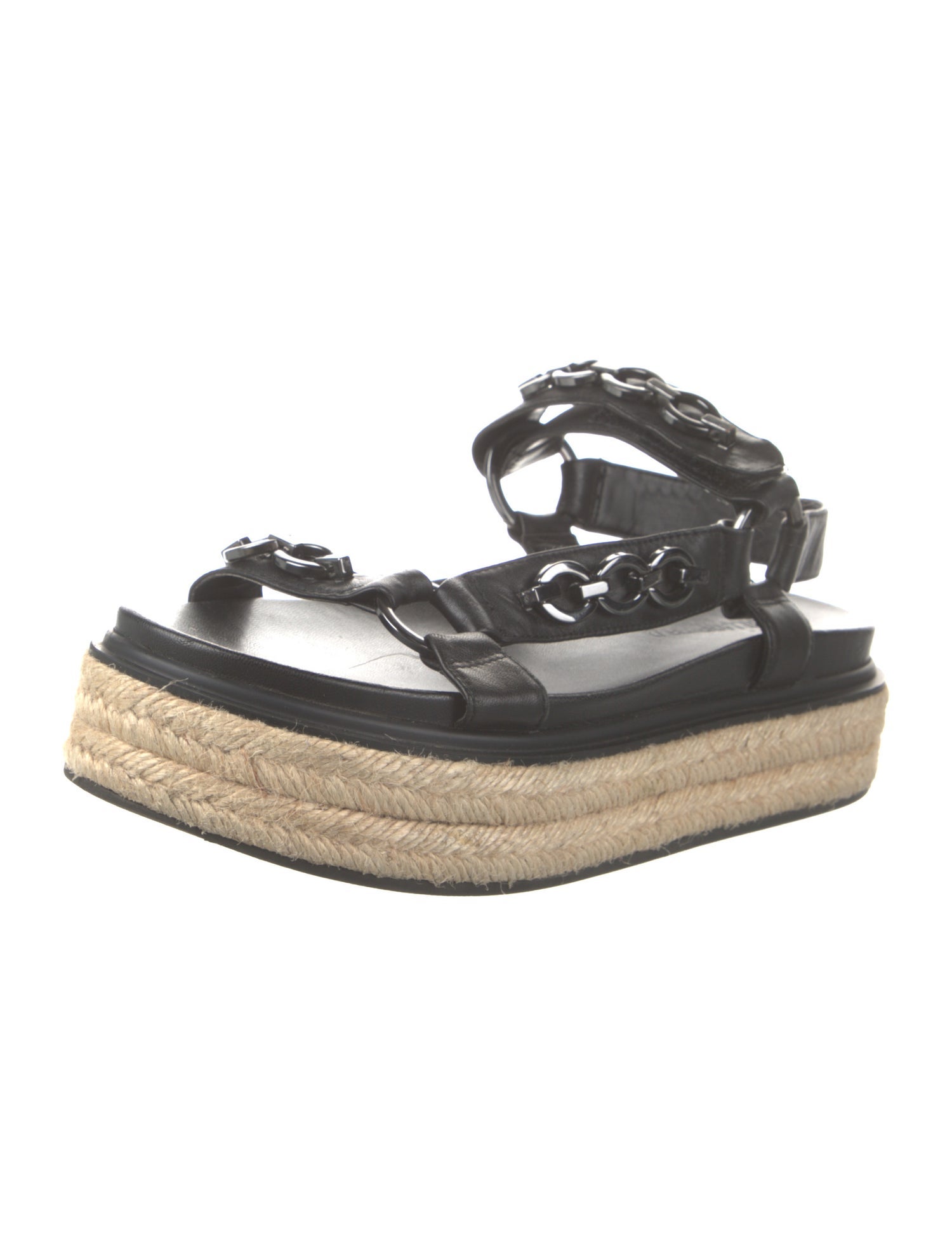 Karl Lagerfeld Leather Chain-Link Accents Espadrilles