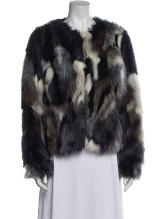 Karl Lagerfeld Faux Fur Printed Faux Fur Coat