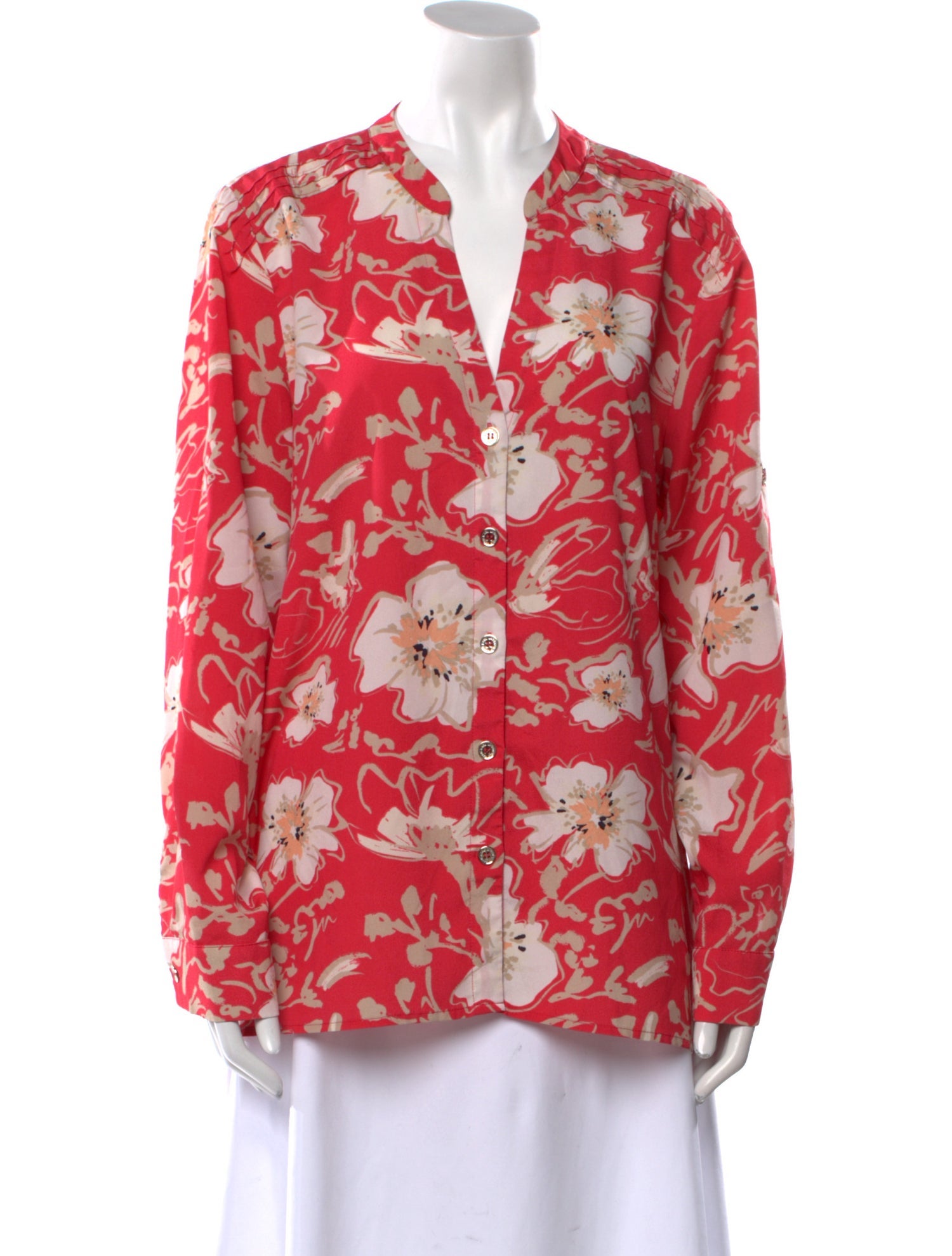 Karl Lagerfeld Floral Print V-Neck Blouse